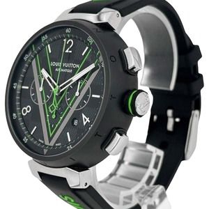 Louis Vuitton Lace Automatic Graphite Chronograph Black Tambour Black Damier